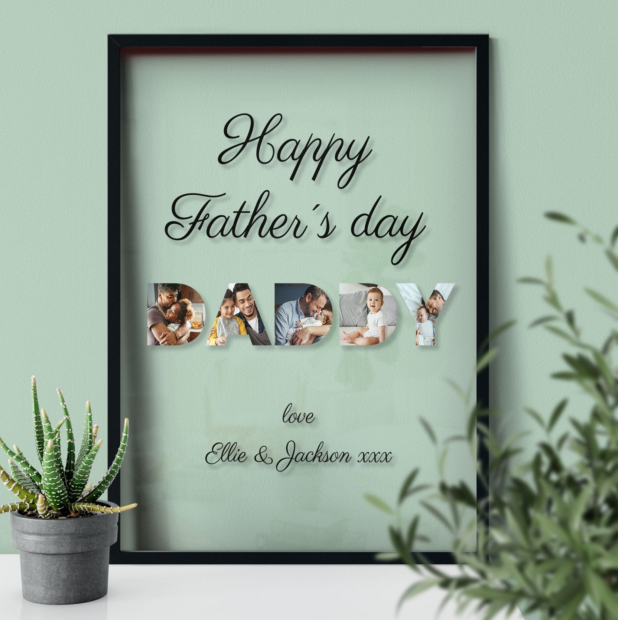 Happy Father's Day | Personalised Photo Gift | Multi-Photo Gift Transparent Frame - UniquePrintsStore