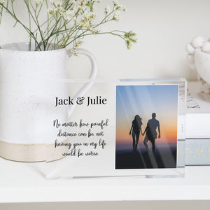 Long Distance Relationship gift For Boyfriend | Gifts For Girlfriend Long Distance | Couples Gift Long Distance PhotoBlock - Unique Prints