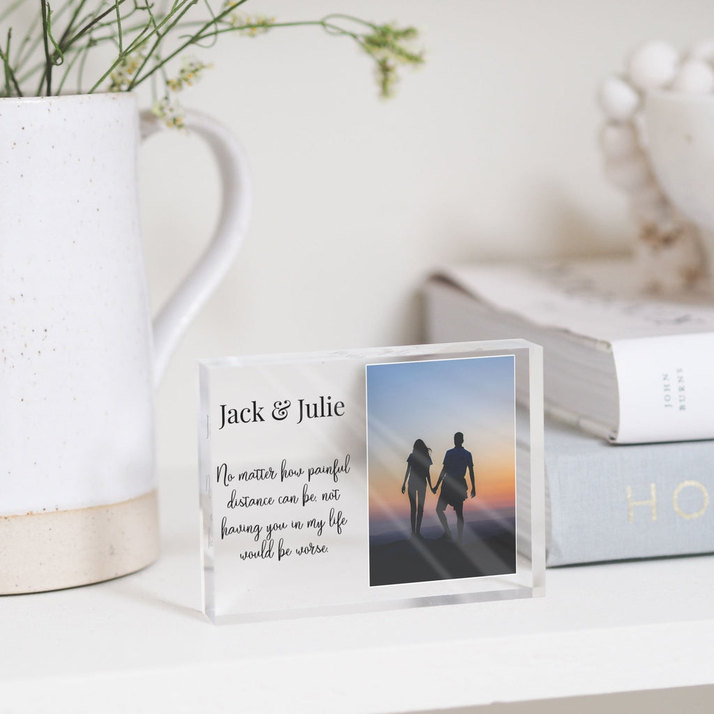 Long Distance Relationship gift For Boyfriend | Gifts For Girlfriend Long Distance | Couples Gift Long Distance PhotoBlock - Unique Prints