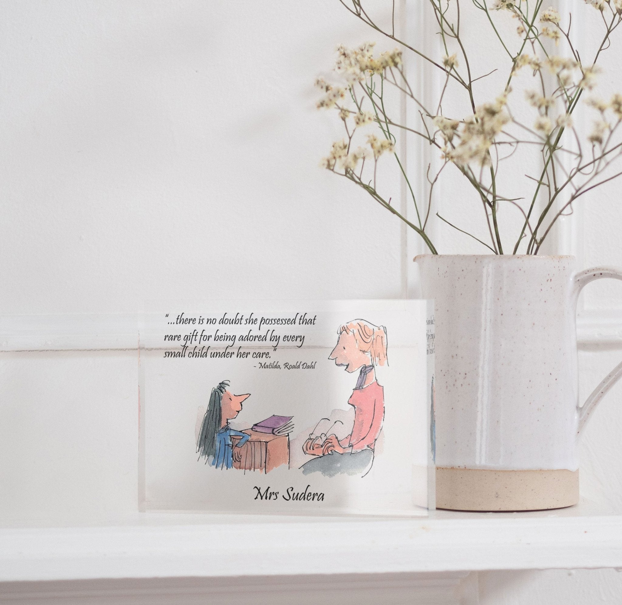 Matilda Quote Nursery Teacher Gift | Preschool Personalized Teacher Gift Idea PhotoBlock - Unique Prints