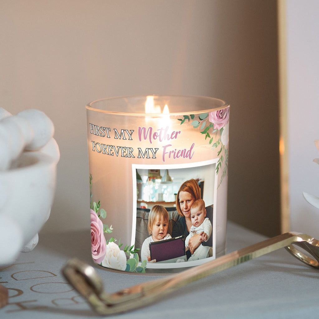 Mothers Day Custom Photo Glass Candleholder | Gift Ideas for Mom | Personalised Votive Glass with Mum Picture | Crystal Home Decor Present Candleholder - Unique Prints