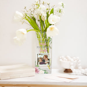 Mothers Day Custom Photo Glass Vase | Gift Ideas for Mom | Personalized Crystal Clear Jar with Mum Picture | Mother's Day Present Vase - Unique Prints