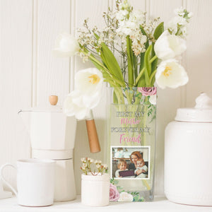 Mothers Day Custom Photo Glass Vase | Gift Ideas for Mom | Personalized Crystal Clear Jar with Mum Picture | Mother's Day Present Vase - Unique Prints