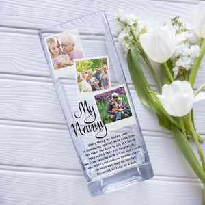 My Nanny Quotes Custom Photo Glass Vase | Yaya Acrylic Picture Flower Stand Gift Ideas | Personalized Crystal Home Decor Present Vase - Unique Prints