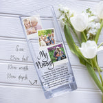 Load image into Gallery viewer, My Nanny Quotes Custom Photo Glass Vase | Yaya Acrylic Picture Flower Stand Gift Ideas | Personalized Crystal Home Decor Present Vase - Unique Prints
