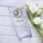 Load image into Gallery viewer, Nanny Quotes Custom Photo Glass Vase | Rustic Wreath Nursemaid Gift Idea | Personalized Flower Stand with Picture, Home Decor Present Vase - Unique Prints
