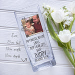 Load image into Gallery viewer, New Dad Custom Photo Glass Vase | First Fathers Day Gift Ideas | Personalised Flower Stand with Picture | Acrylic Crystal Home Decor Present Vase - Unique Prints
