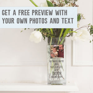 New Dad Custom Photo Glass Vase | First Fathers Day Gift Ideas | Personalised Flower Stand with Picture | Acrylic Crystal Home Decor Present Vase - Unique Prints