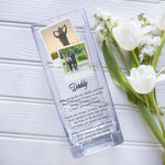 Load image into Gallery viewer, New Dad Quotes Customized Photo Glass Vase | First Fathers Day Gift Ideas From Wife | Personalized Acrylic Picture Flower Stand Home Decor Vase - Unique Prints
