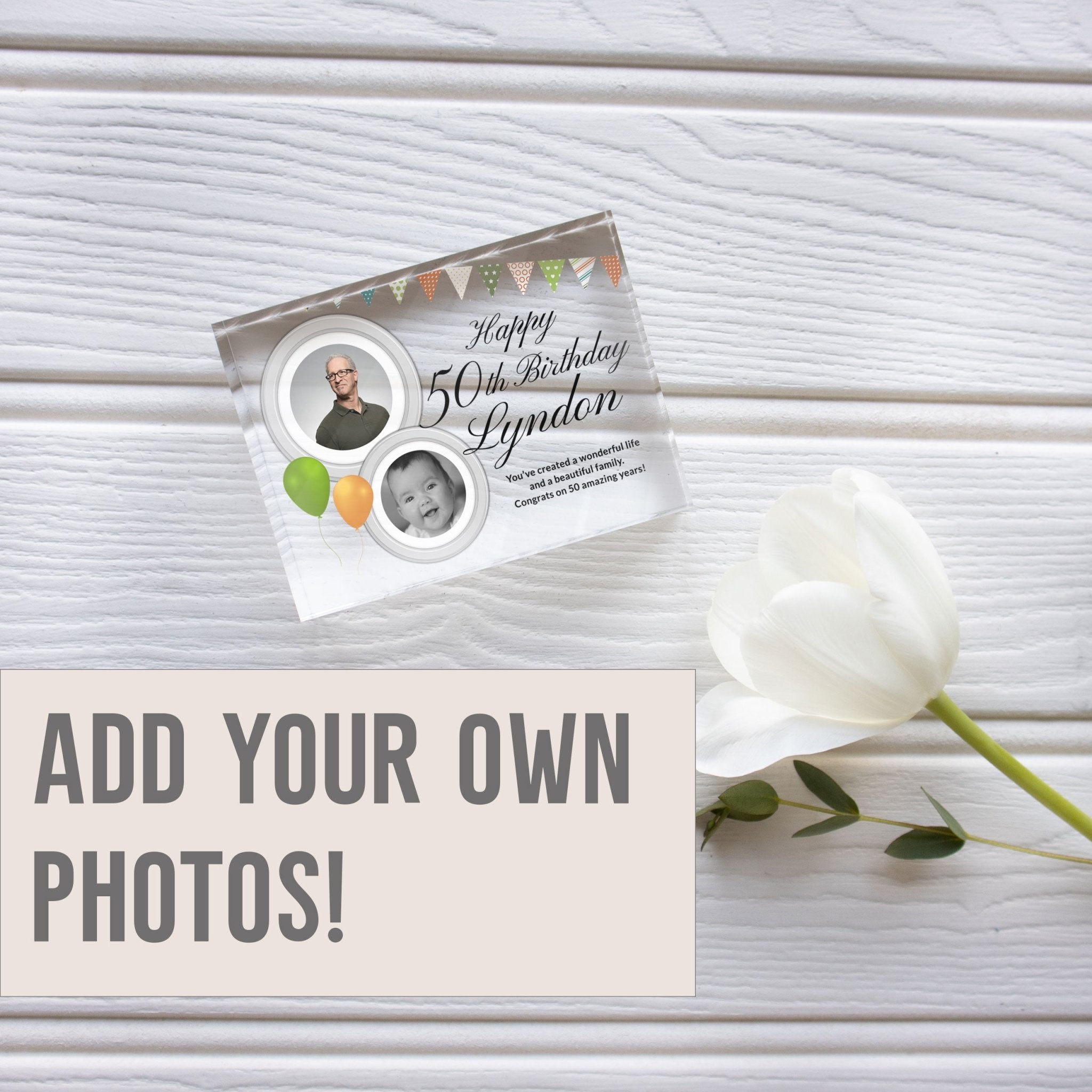 Personalized 50th Gift For Her or For Him | 50th Photo Frame for Father or Mother | 50th Birthday Gift Idea For Mom or For Dad PhotoBlock - Unique Prints