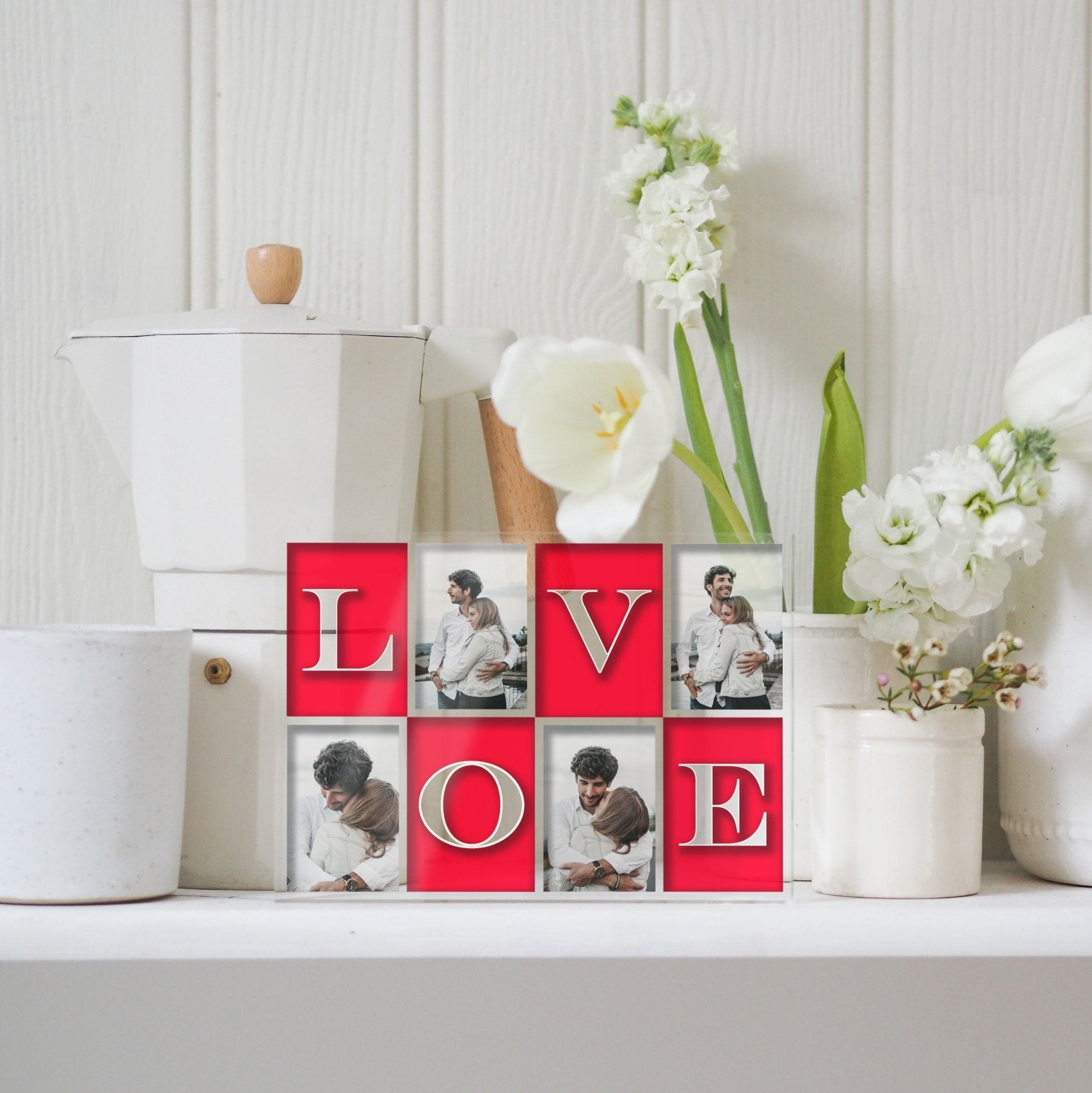 Personalized Multi Photo Frame | Love Collage Picture Frame | Valentines Gift For Him & For Her | Love Letters Picture Block PhotoBlock - Unique Prints