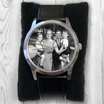 Load image into Gallery viewer, Personalized Watch For Men, Custom Mens Photo Picture Watch Custom, Engraved Watch With Black Leather Strap

