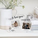 Load image into Gallery viewer, Polaroid Style Glass Block Picture Frame | Vintage Polaroid | I Heart You | Whimsical Photo Frame | Love Photo Frame PhotoBlock - Unique Prints
