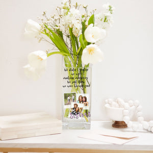 Sisters Custom Photo Glass Vase | Bride Gift Ideas from Sis | Sister Quotes Acrylic Picture Flower Stand | Personalized Home Decor Present Vase - Unique Prints