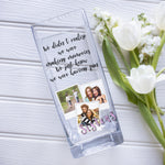 Load image into Gallery viewer, Sisters Custom Photo Glass Vase | Bride Gift Ideas from Sis | Sister Quotes Acrylic Picture Flower Stand | Personalized Home Decor Present Vase - Unique Prints
