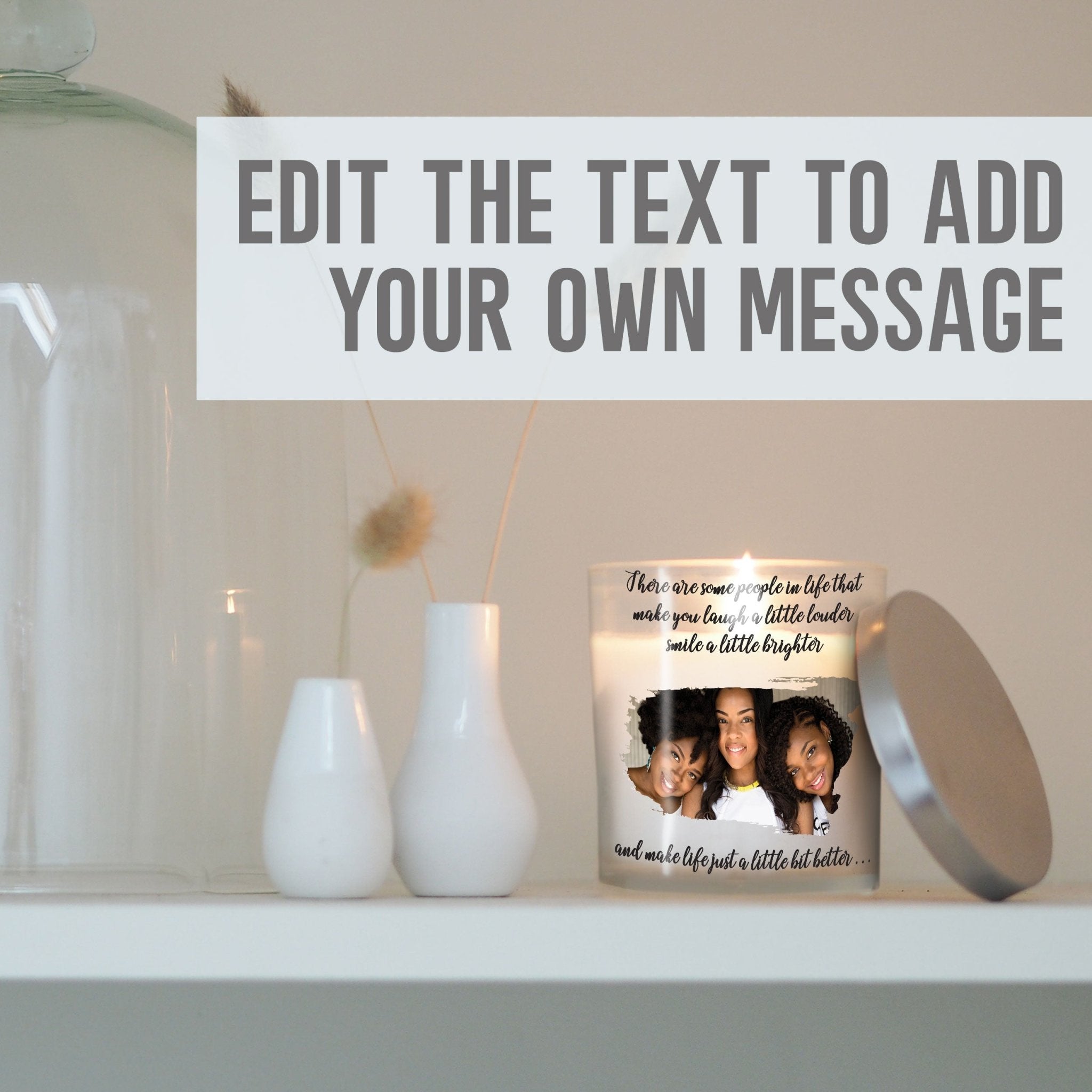 Soul Sister Gift Custom Photo Candle Holder | Unbiological Sis / Sister-In-Law Present Ideas | Personalized Votive Glass with Picture Decor Candleholder - Unique Prints