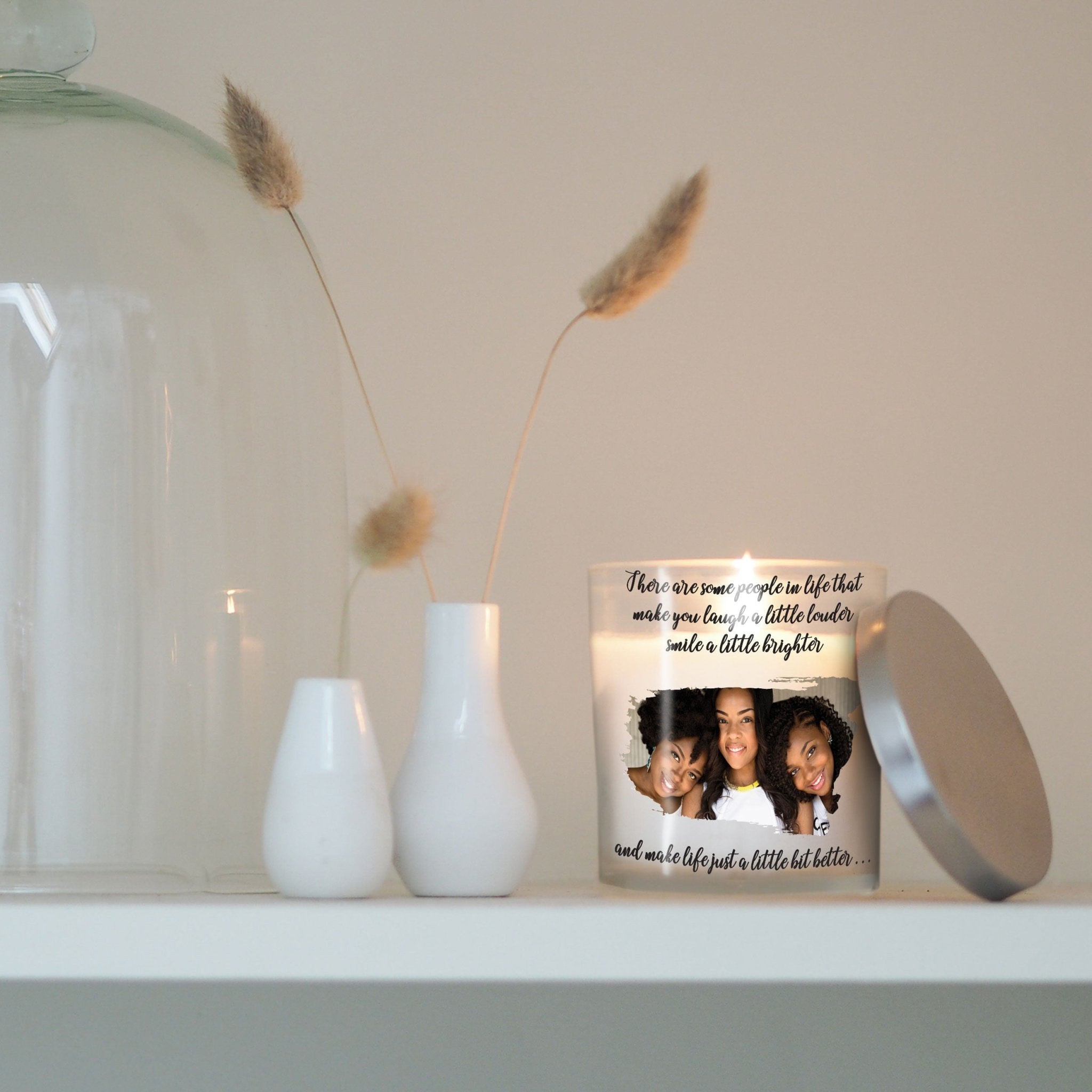 Soul Sister Gift Custom Photo Candle Holder | Unbiological Sis / Sister-In-Law Present Ideas | Personalized Votive Glass with Picture Decor Candleholder - Unique Prints