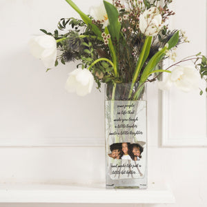 Soul Sister Gift Custom Photo Glass Vase | Unbiological Sis / Sister-In-Law Present Idea | Personalised Flower Stand with Picture Decor Vase - Unique Prints