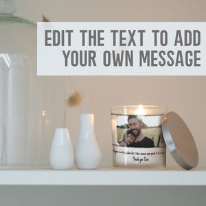 Stepdad Custom Photo Glass Candleholder | Stepfather Thank You Gift Ideas | Personalised Votive Holder with Picture | Father's Day Present Candleholder - Unique Prints