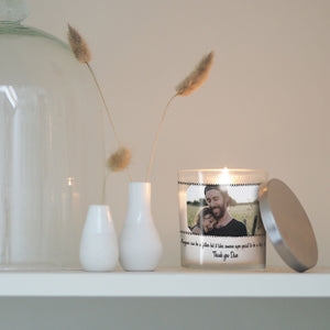 Stepdad Custom Photo Glass Candleholder | Stepfather Thank You Gift Ideas | Personalised Votive Holder with Picture | Father's Day Present Candleholder - Unique Prints