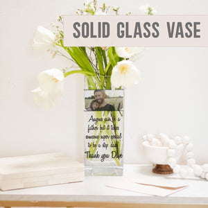 Stepdad Custom Photo Glass Vase | Stepfather Thank You Gift Ideas | Personalized Crystal Clear Jar with Picture | Fathers Day Present Vase - Unique Prints