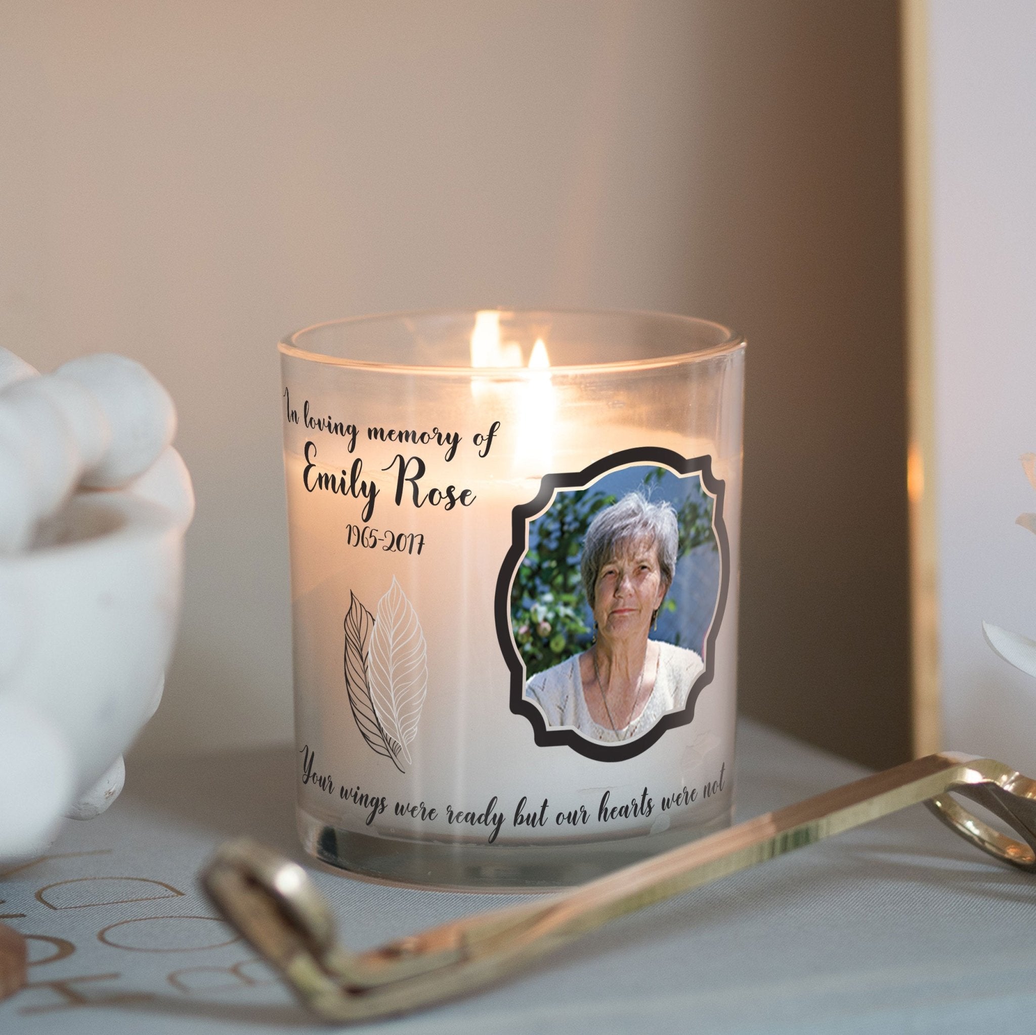Sympathy Gift Mother Custom Photo Candle Holder | Loss of Mom, Condolence Present Ideas | Personalized Votive Glass with Picture Home Decor Candleholder - Unique Prints