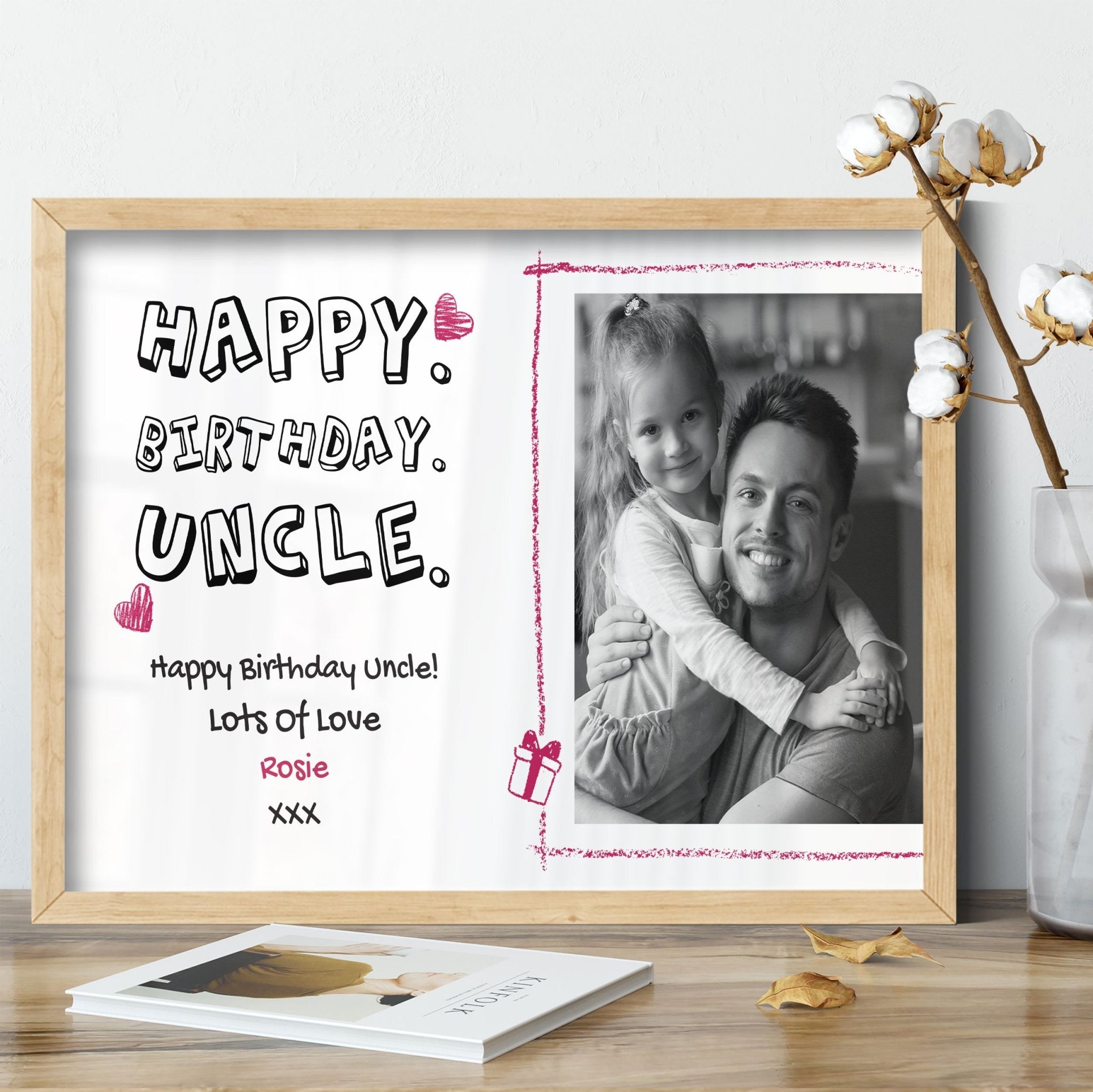 Happy Birthday Uncle | Personalised Birthday Gift | Custom Quote Frame