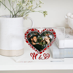 Valentines Gift Picture Frame, Custom Heart Frame For Husband, Wife, Girlfriend, Boyfriend, Custom Photo Frame For New Couples PhotoBlock - Unique Prints