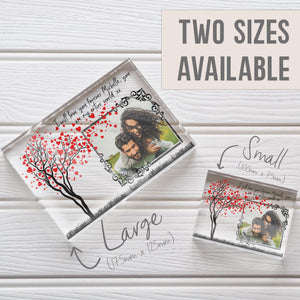 VALENTINES PHOTO FRAME | Personalised Glass Picture Frame | Couples Glass Frame | Custom Love Tree PhotoBlock - Unique Prints