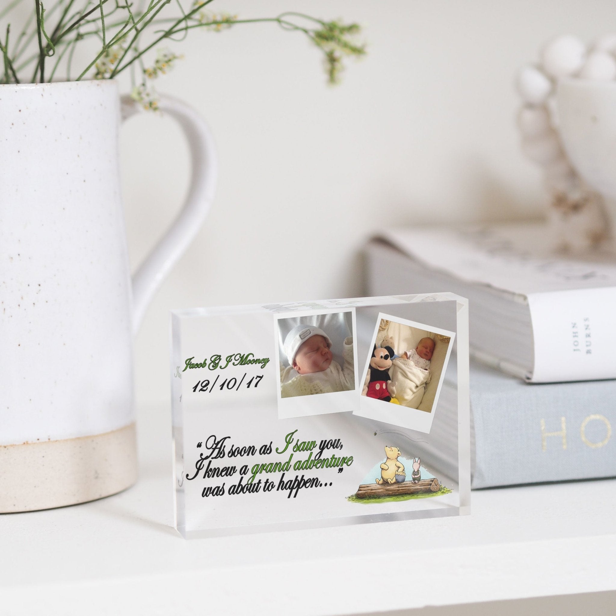Winnie The Pooh Baby Shower Picture Frame Gift | Winnie The Pooh Nursery Quotes Baby Gifts PhotoBlock - Unique Prints